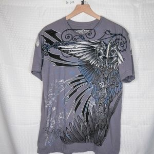 BRAD BUTTER -MENS GRAPHIC SHIRT - GRAY - SIZE L